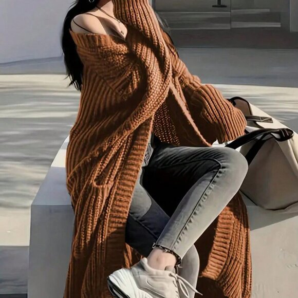 Camel Casual Women's Open Front Loose Knit Cardigan - Picture 3 of 5